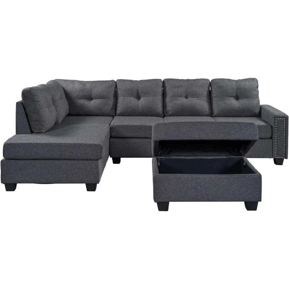 L Shape Sectional Sofa with Storage Ottoman & Chaise