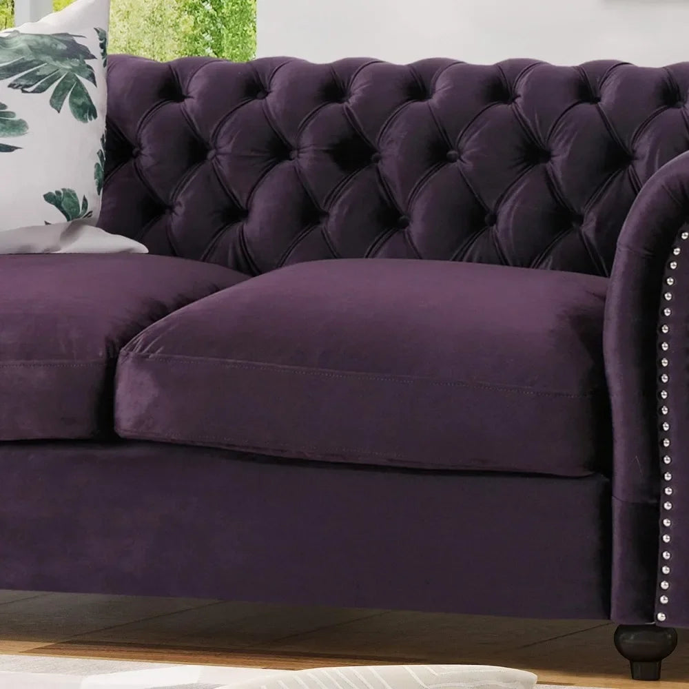 Button Tufted Velvet Chesterfield Loveseat