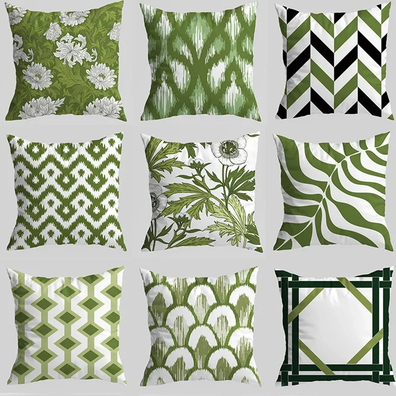 Green Nordic Style Throw Pillowcases