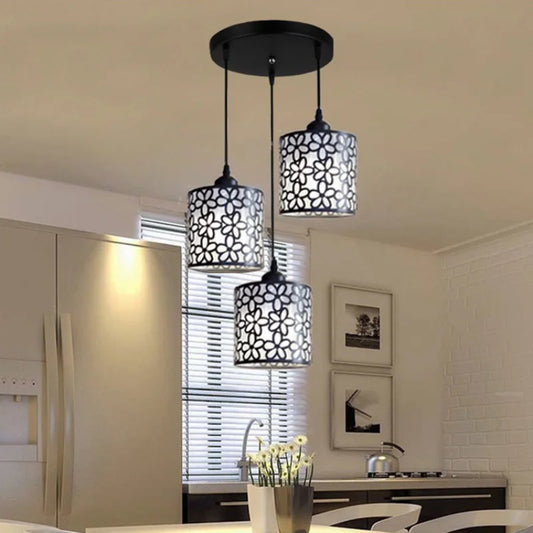 Nordic Creative Iron Floral Pendant 3 Light Chandelier 