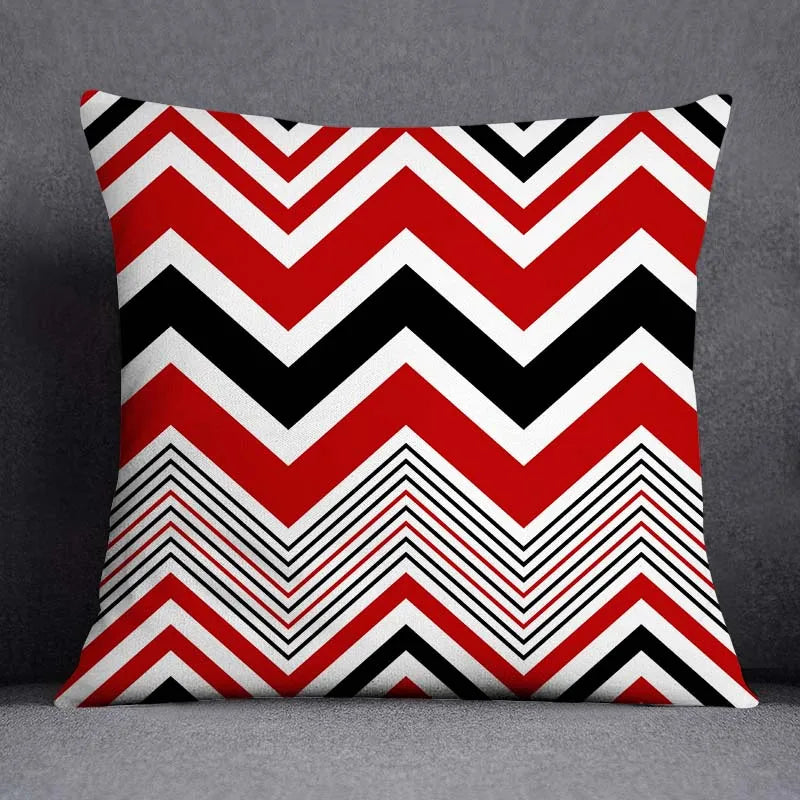 Red & Black Geometric Pillow Cover