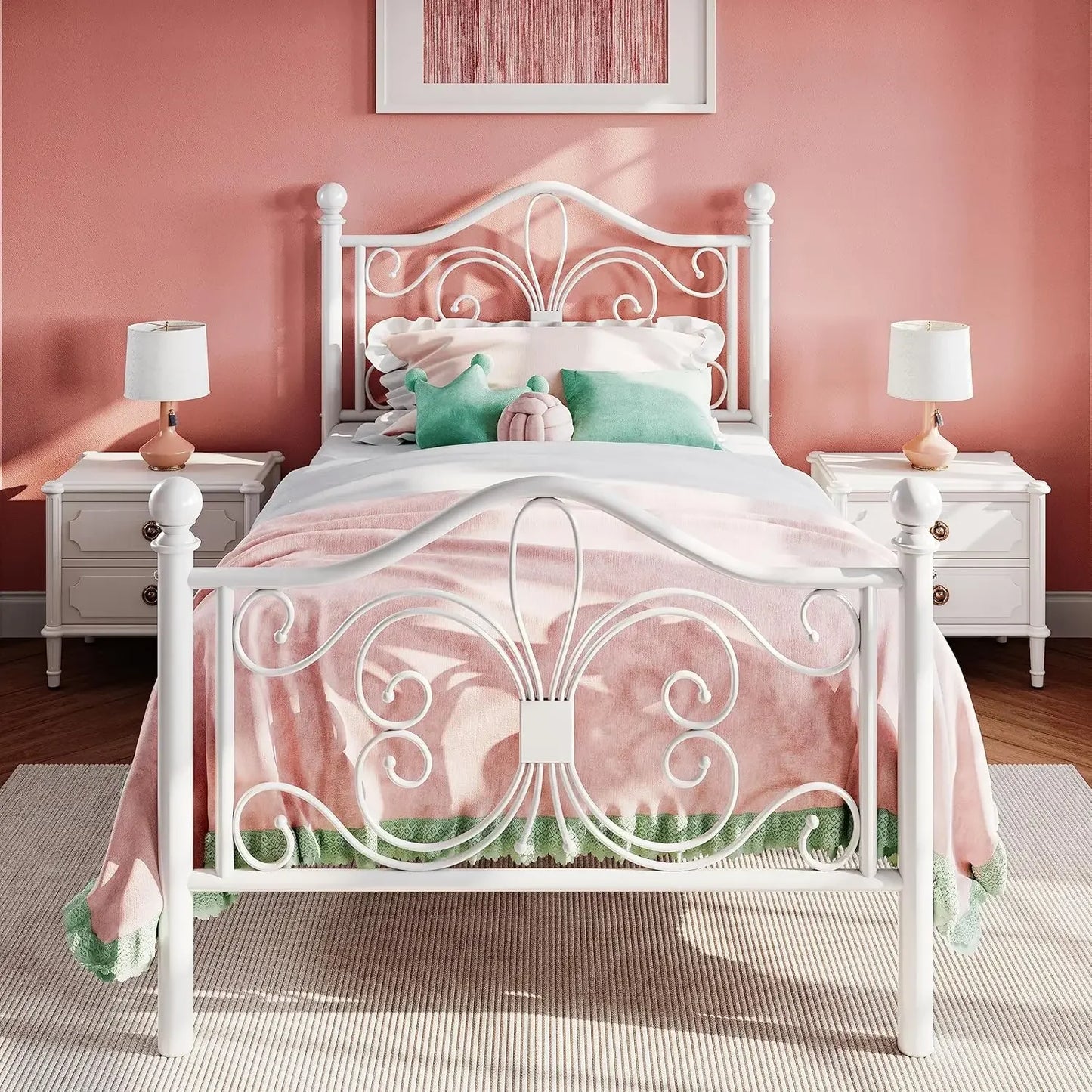 White Iron Twin Size Bed Frame