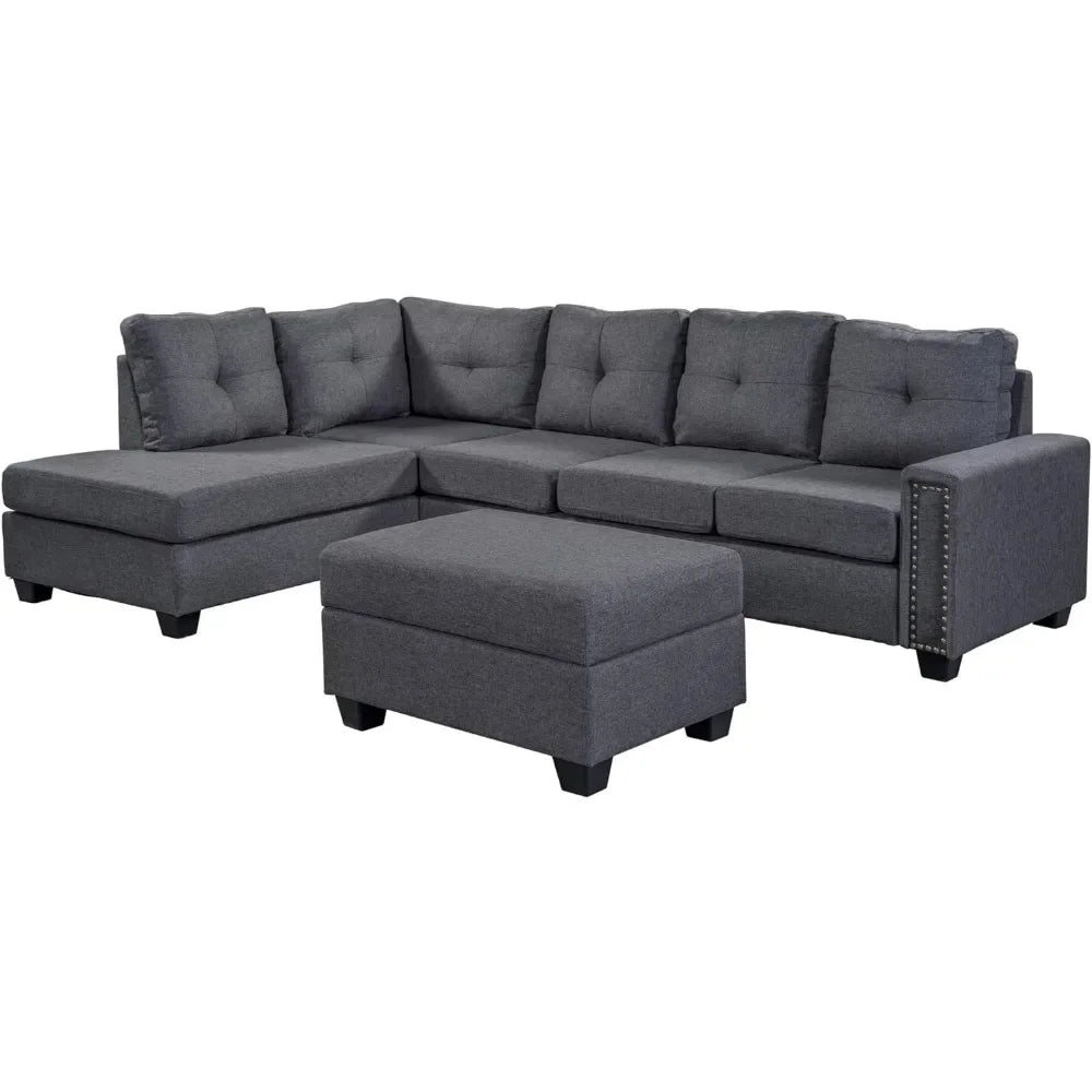 L Shape Sectional Sofa with Storage Ottoman & Chaise