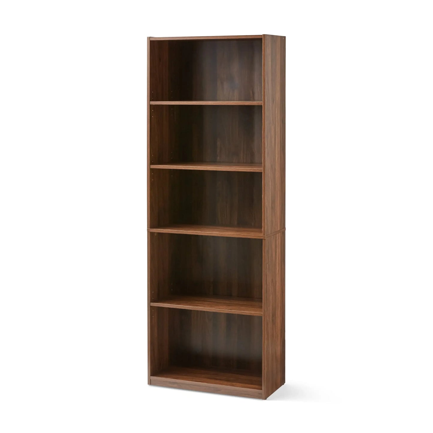 Walnut 5-Shelf Bookcase