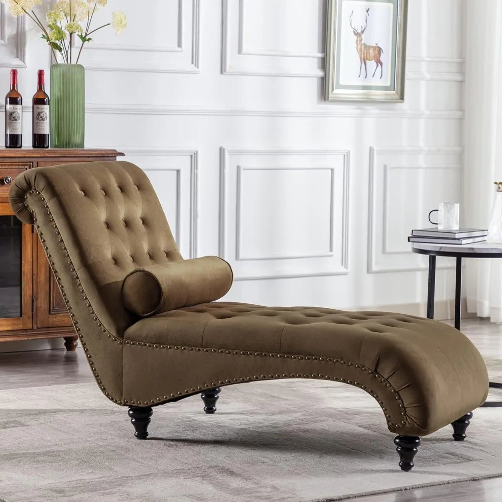 Velvet Button Tufted Recliner