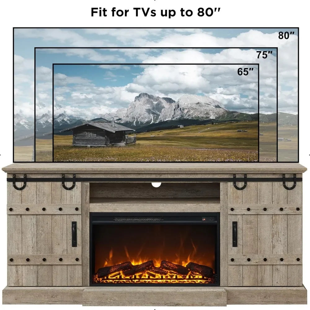 Fireplace TV Stand 70" for 75/80 Inch TV