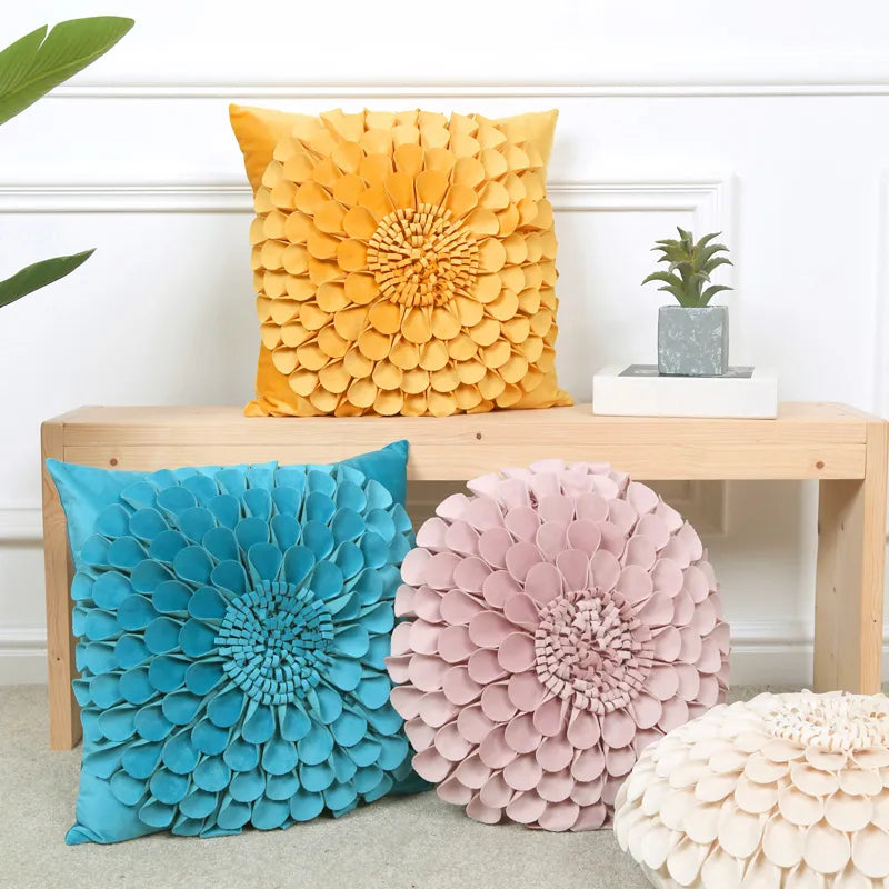 18" 3D Flower Throw Pillow Covers