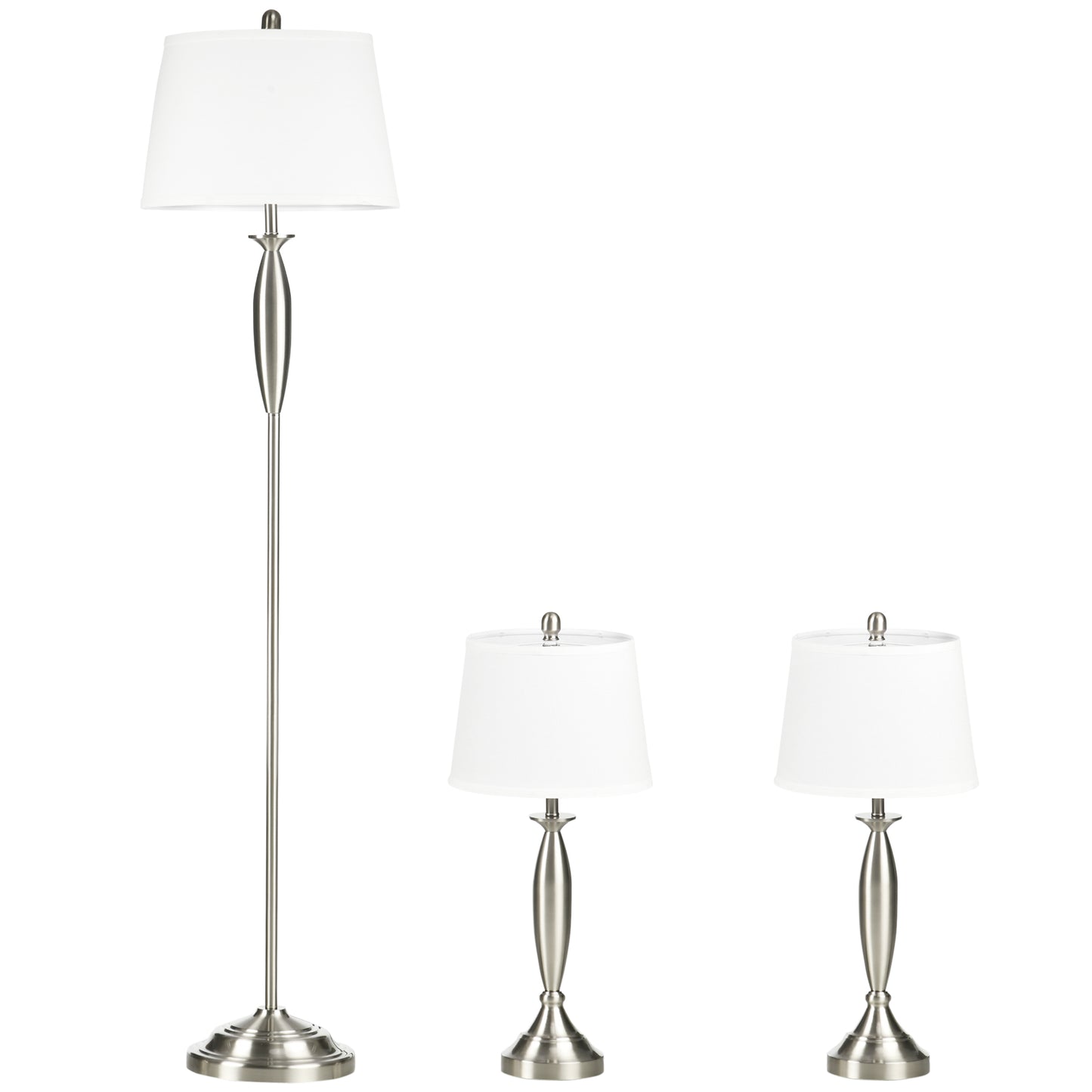 Silver 3 Piece Lamp Set