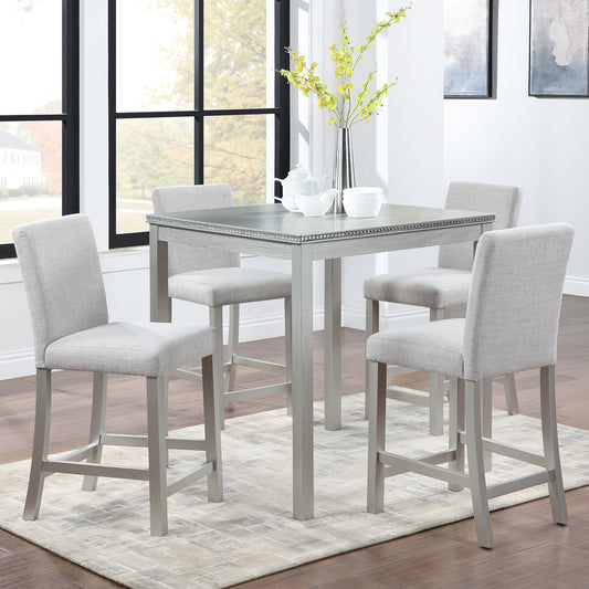 Silver 5 Piece Counter Height Dining Set