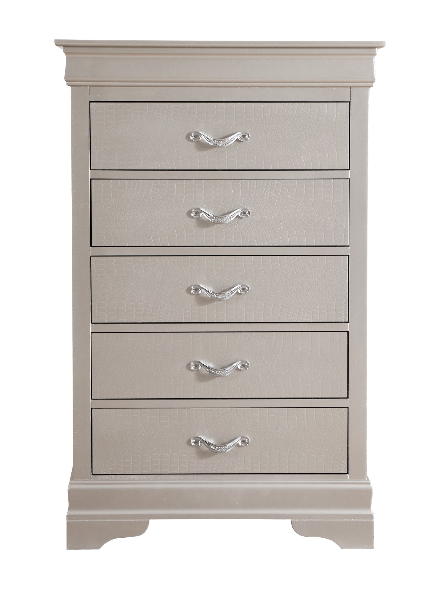 Lorana Taupe Croc Tall 5 Drawer Dresser