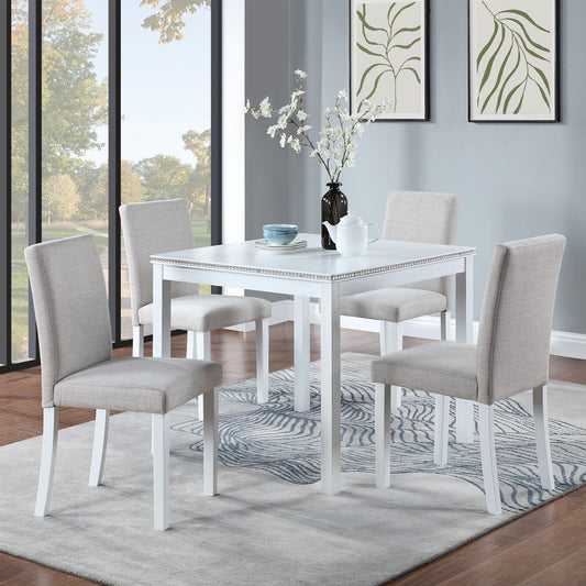 White 5pc. Wood Dining Set