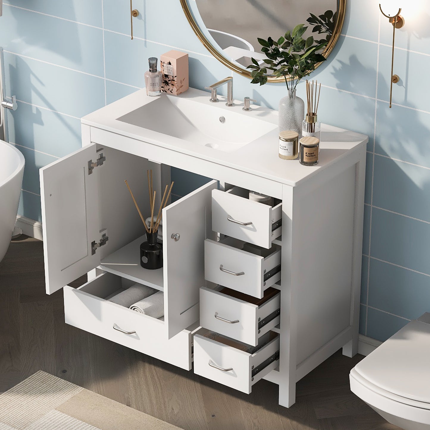 White Bathroom Vanity Sink Combo