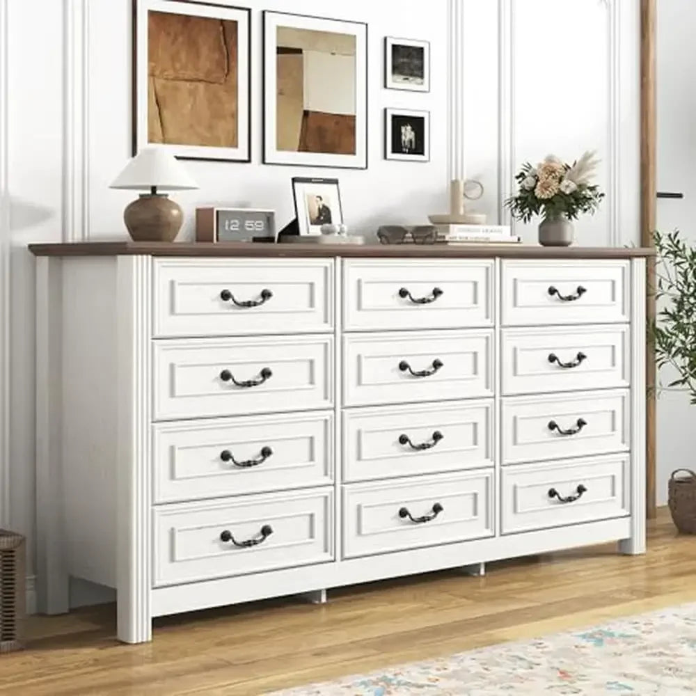 White Farmhouse 12-Drawer Dresser