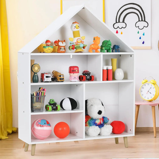 Wooden House Toy and Book Organizer for Kids