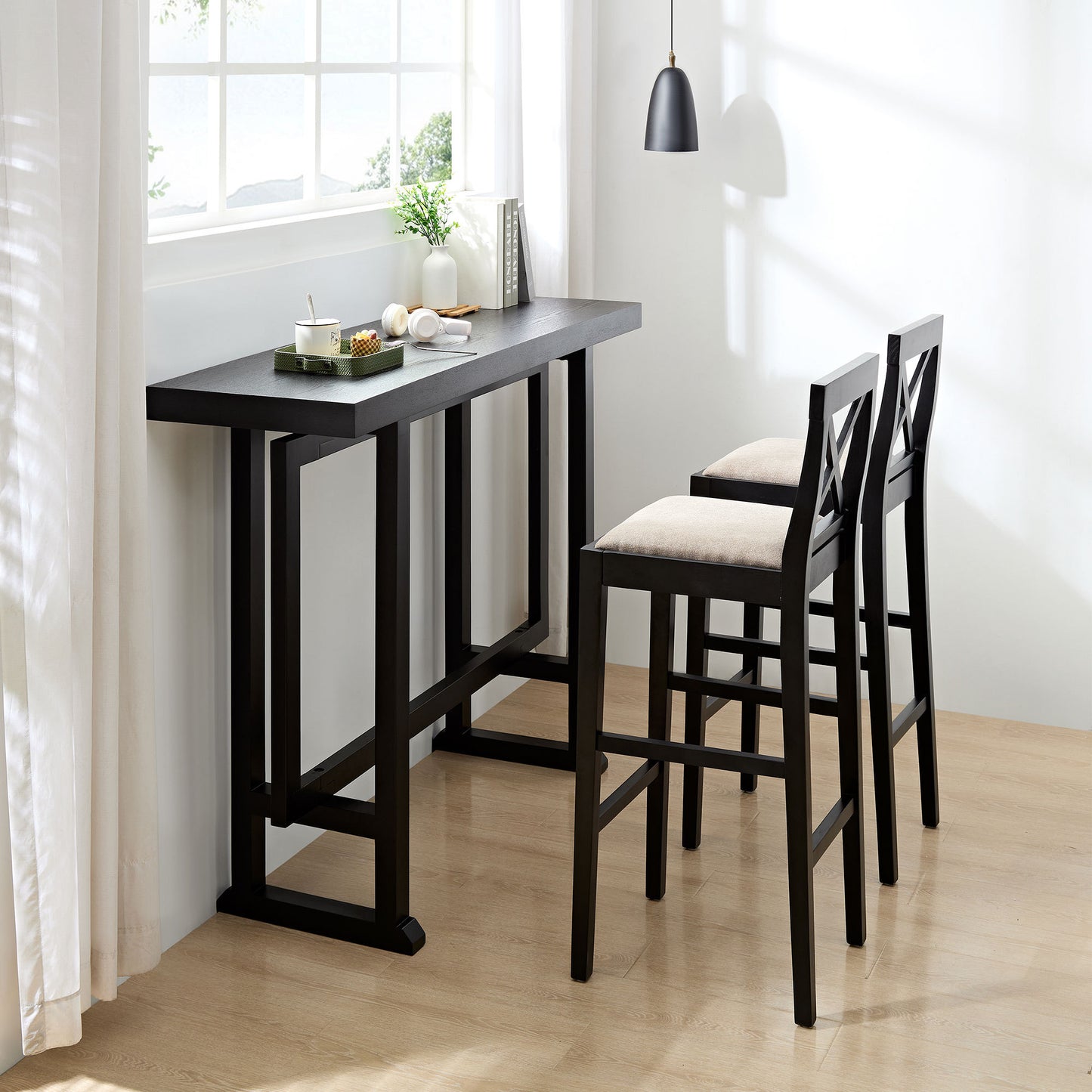 Long Black Bar Table