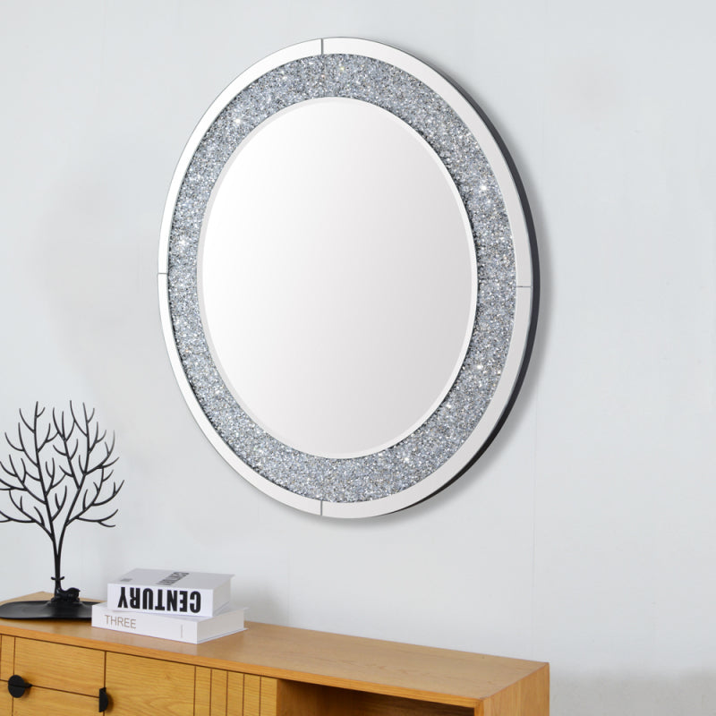 Round Crushed Diamond Wall Mirror