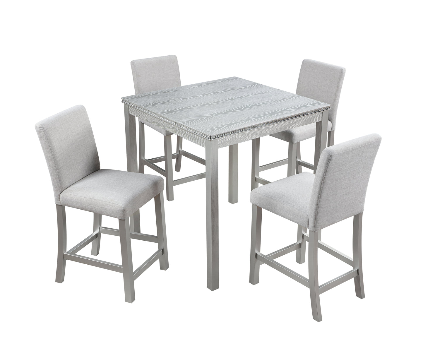 Silver 5 Piece Counter Height Dining Set