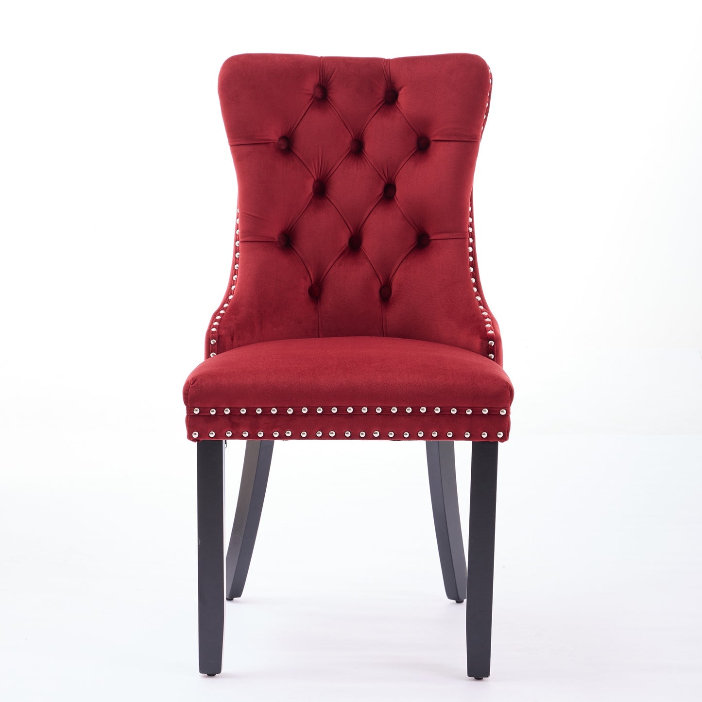 High-End Red Tufted Velvet Dining Chairs 2pc