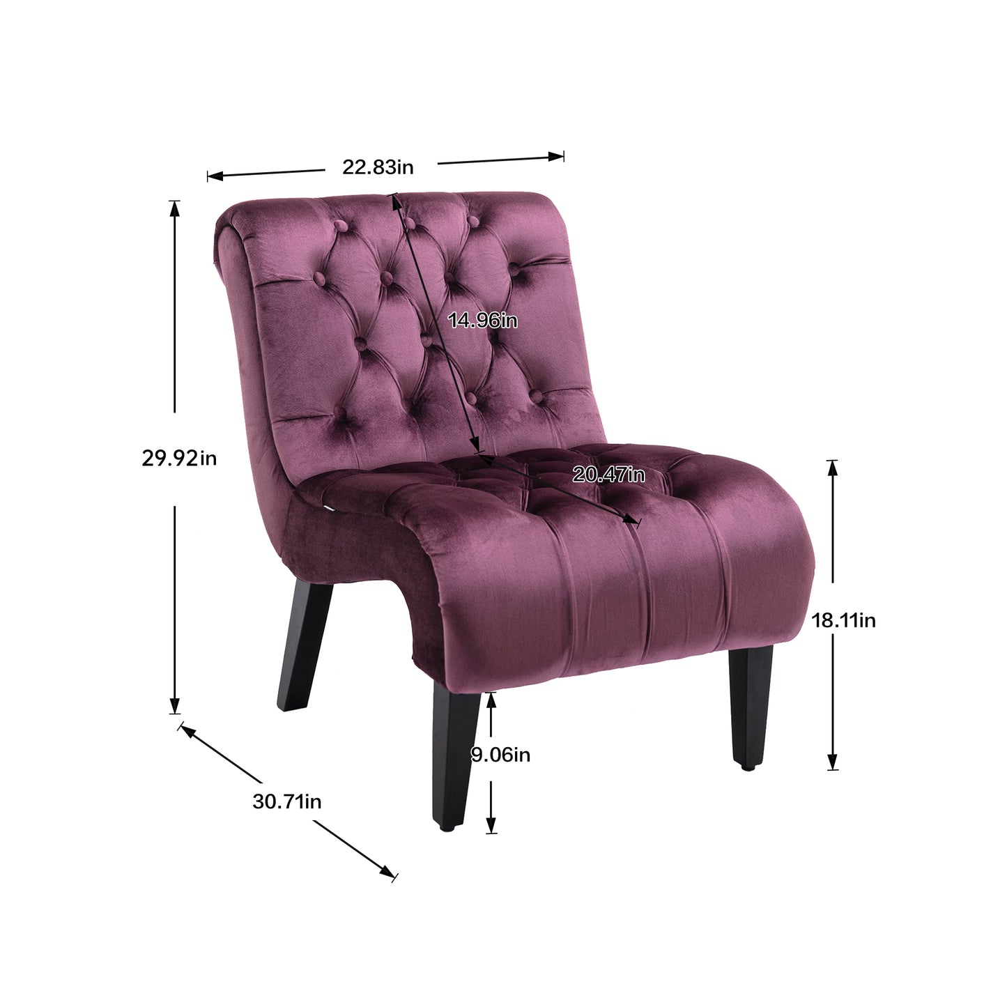 Modern Purple Tufted Velvet Chaise