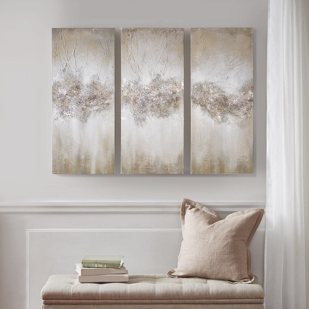 Heavily Embellished 3-piece Canvas Wall Art Set