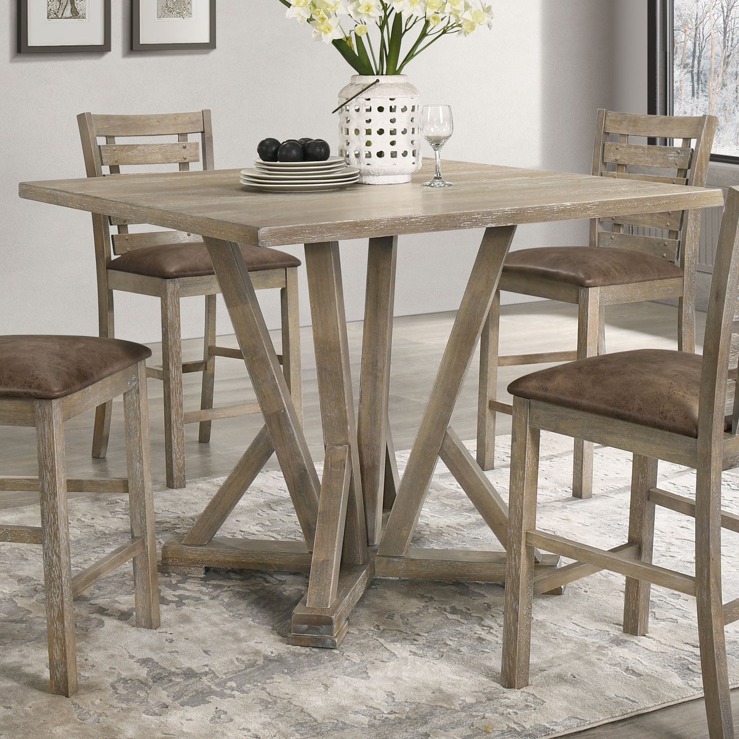 Rustic Rubberwood Dining Table