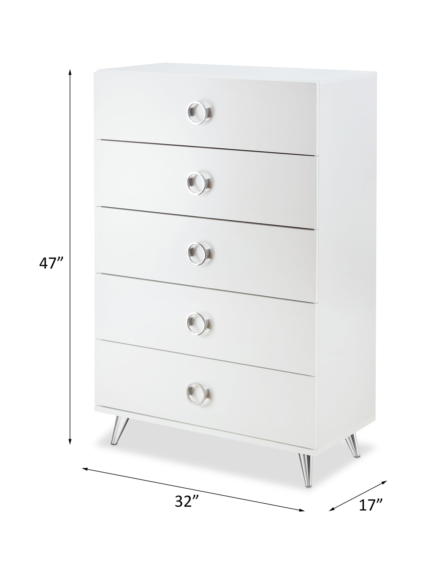 White Elms 5 Drawer Dresser