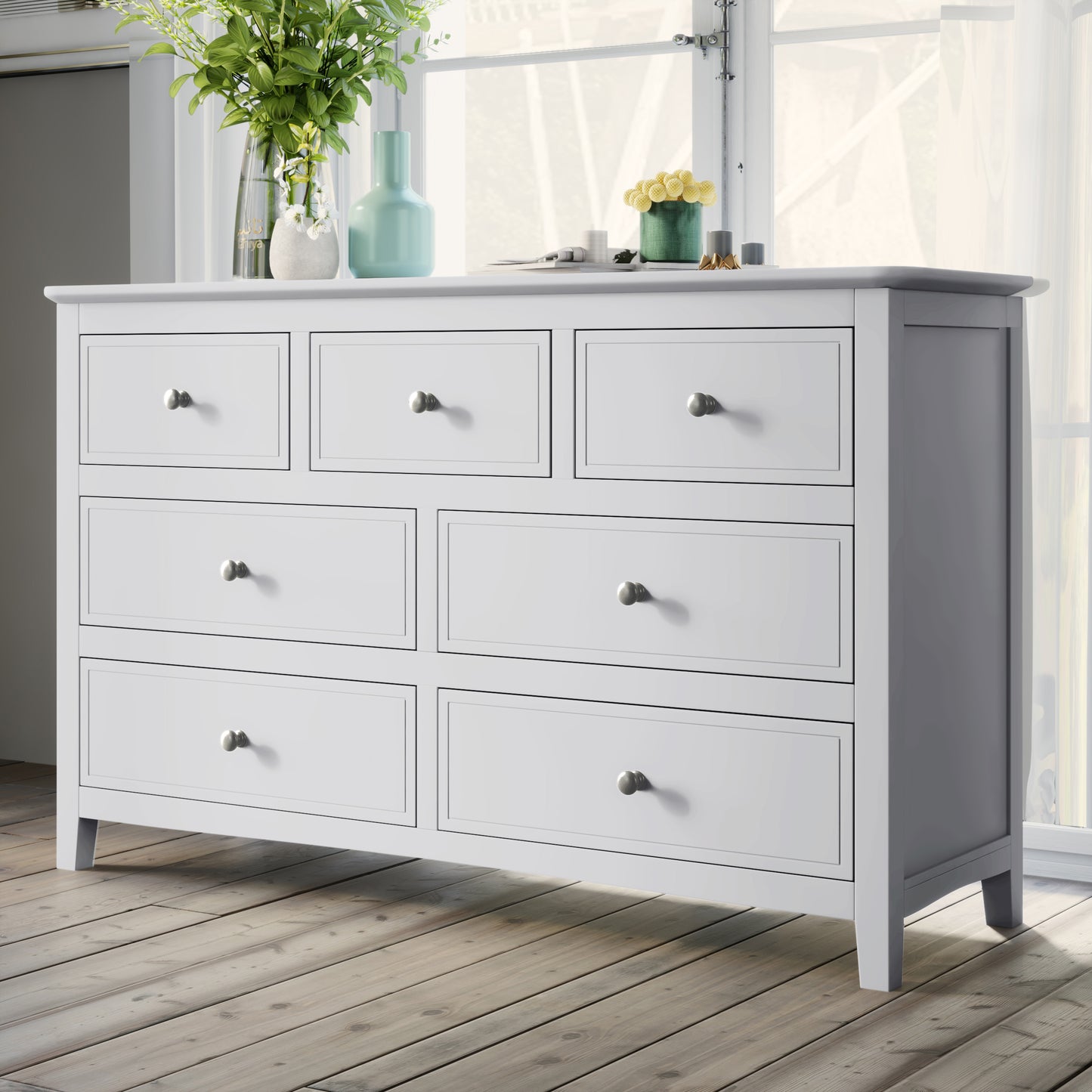 White 7 Drawer Dresser