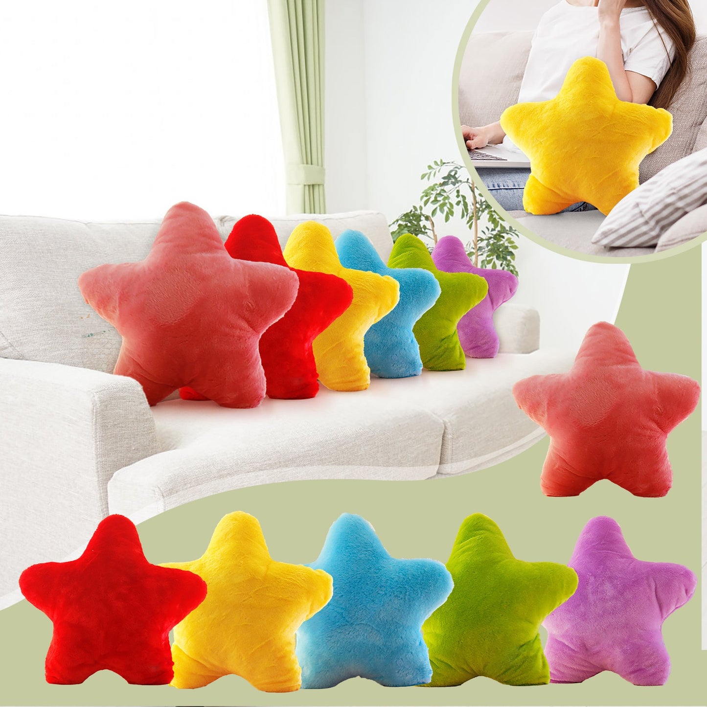 Furry Star Throw Pillow