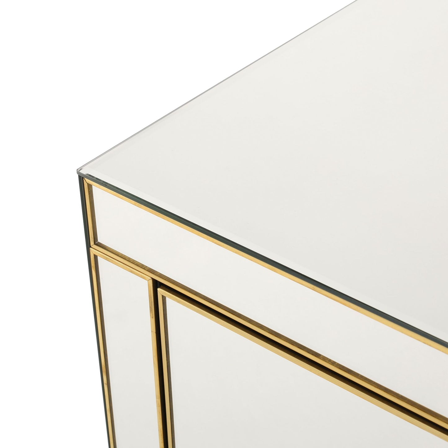 Elegant Mirrored Gold Edge with 3 Drawer Night Stand