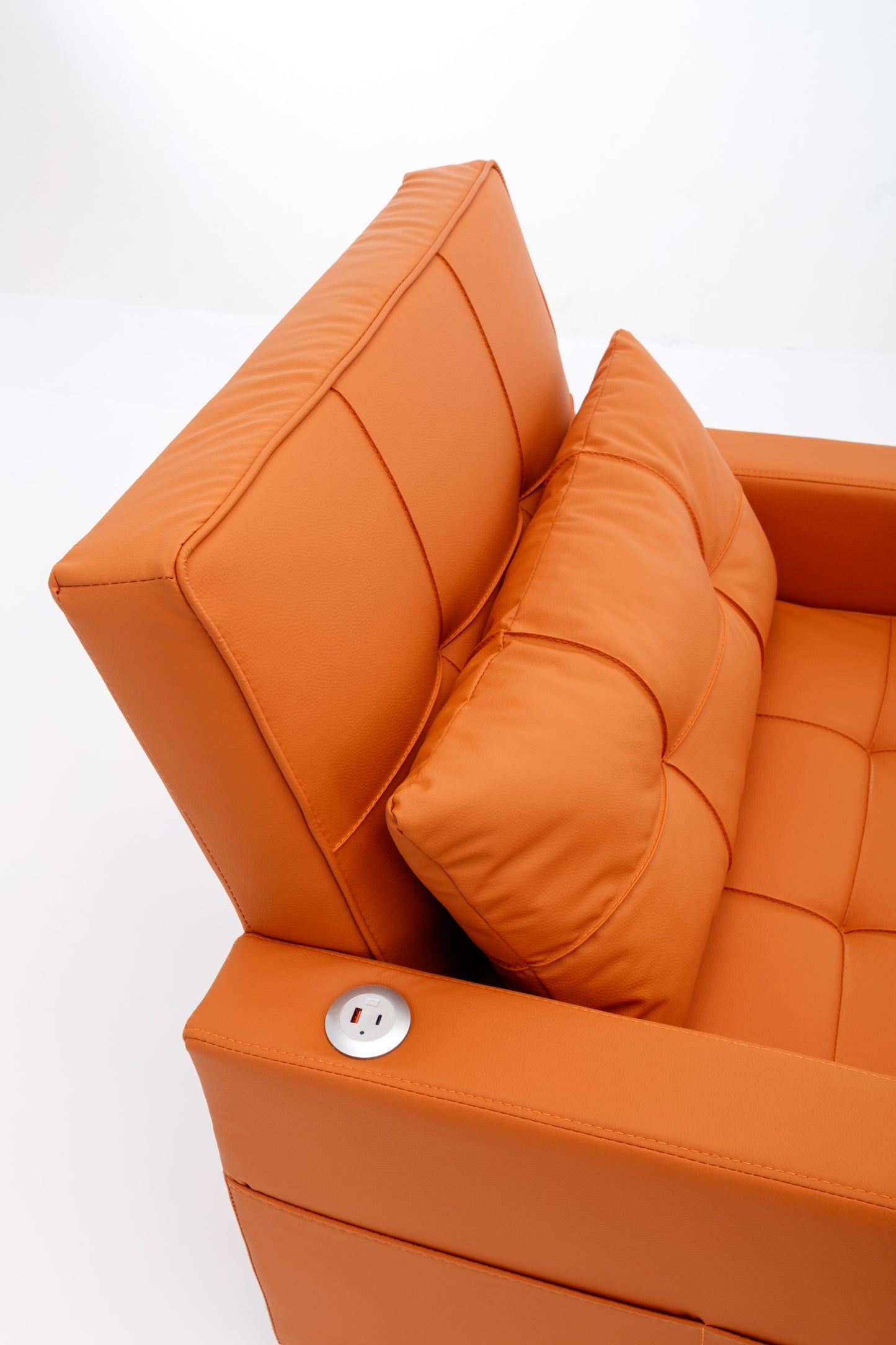 Orange Leather 3-in-1 Convertible Chair