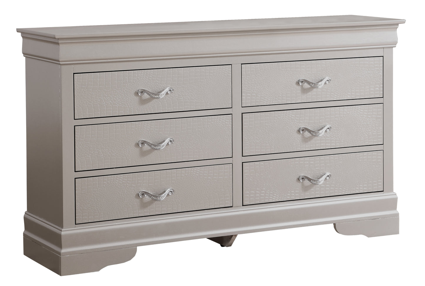 Lorana Taupe Croc 6 Drawer Wide Dresser