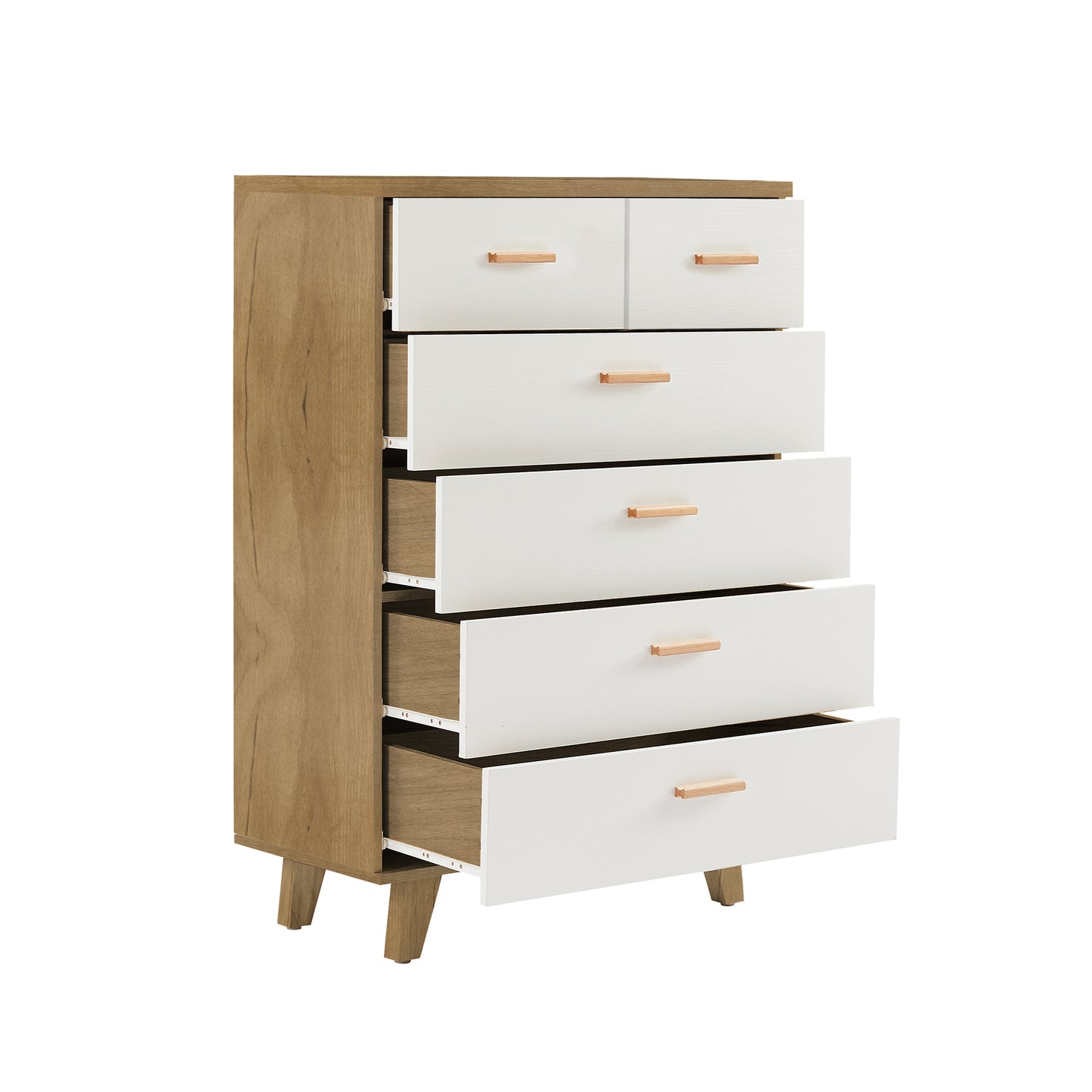 Tall White & Brown Dresser