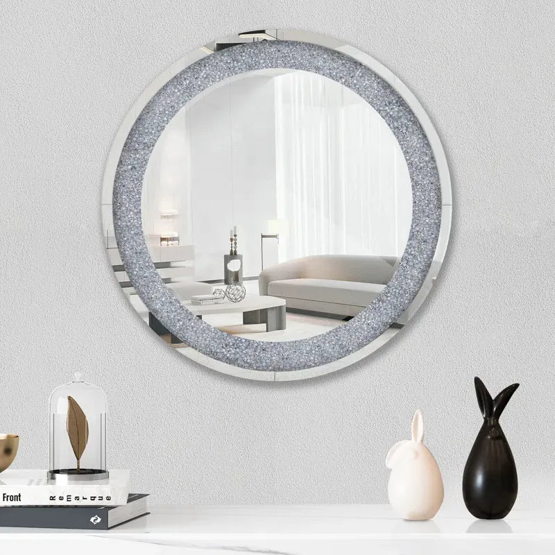 Round Crushed Diamond Wall Mirror