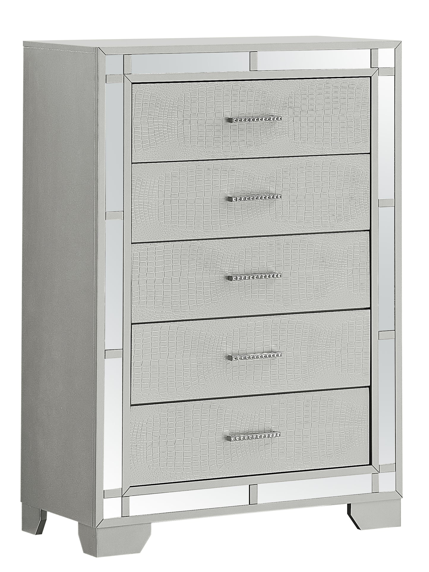 Madison Silver Champagne 5 Drawer Tall Dresser