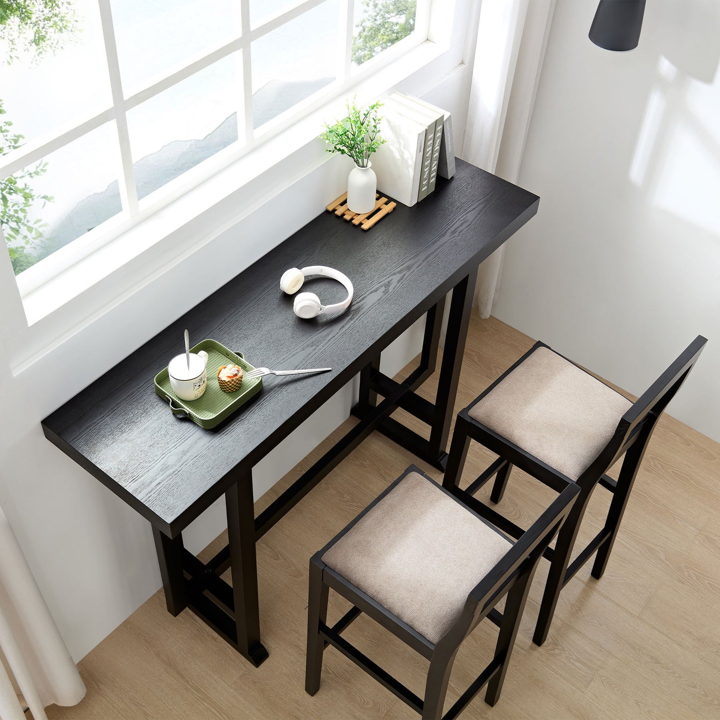 Long Black Bar Table