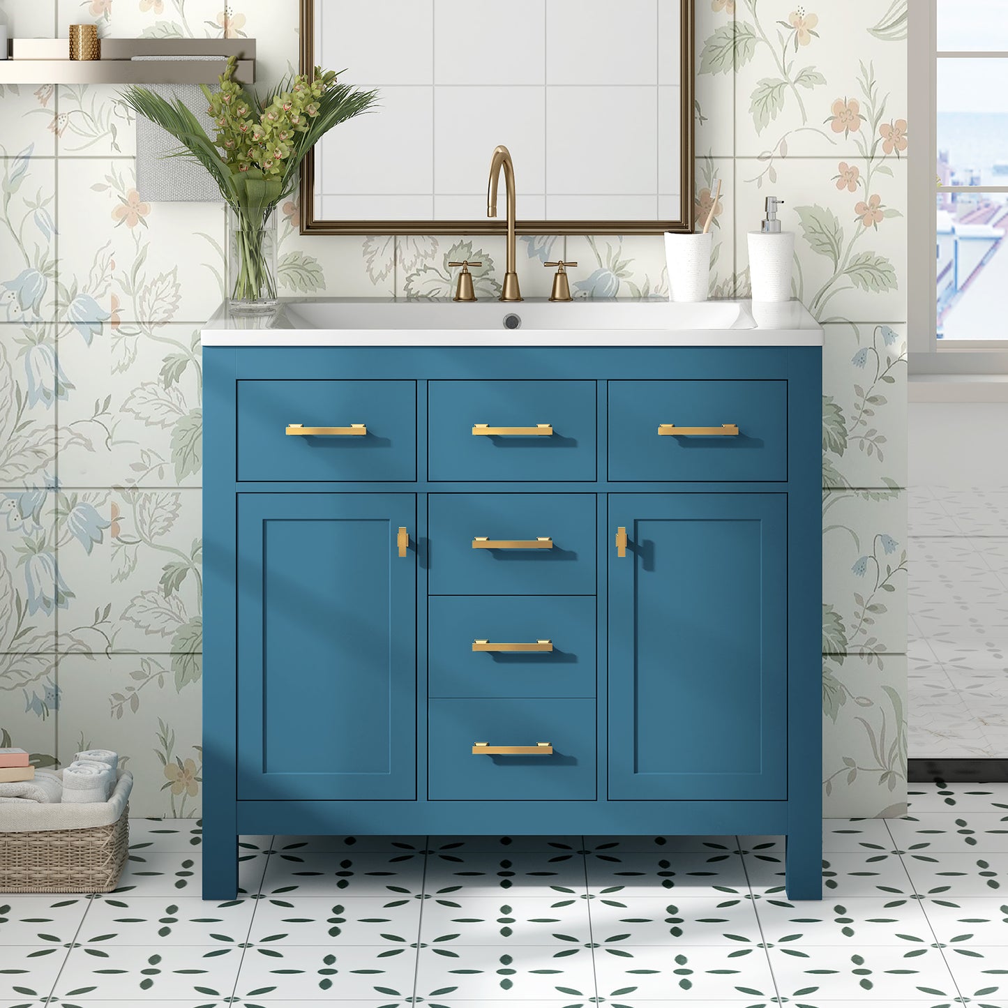 Blue Bathroom Vanity Sink Combo