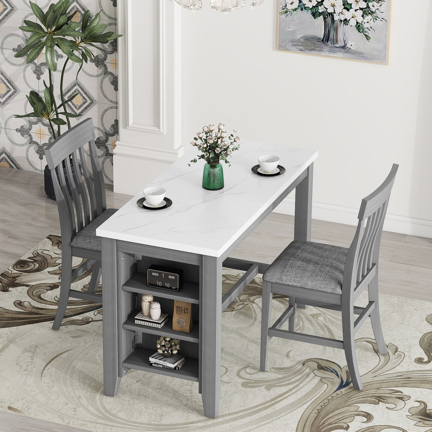 Grey 3-piece Counter Height Dining Set