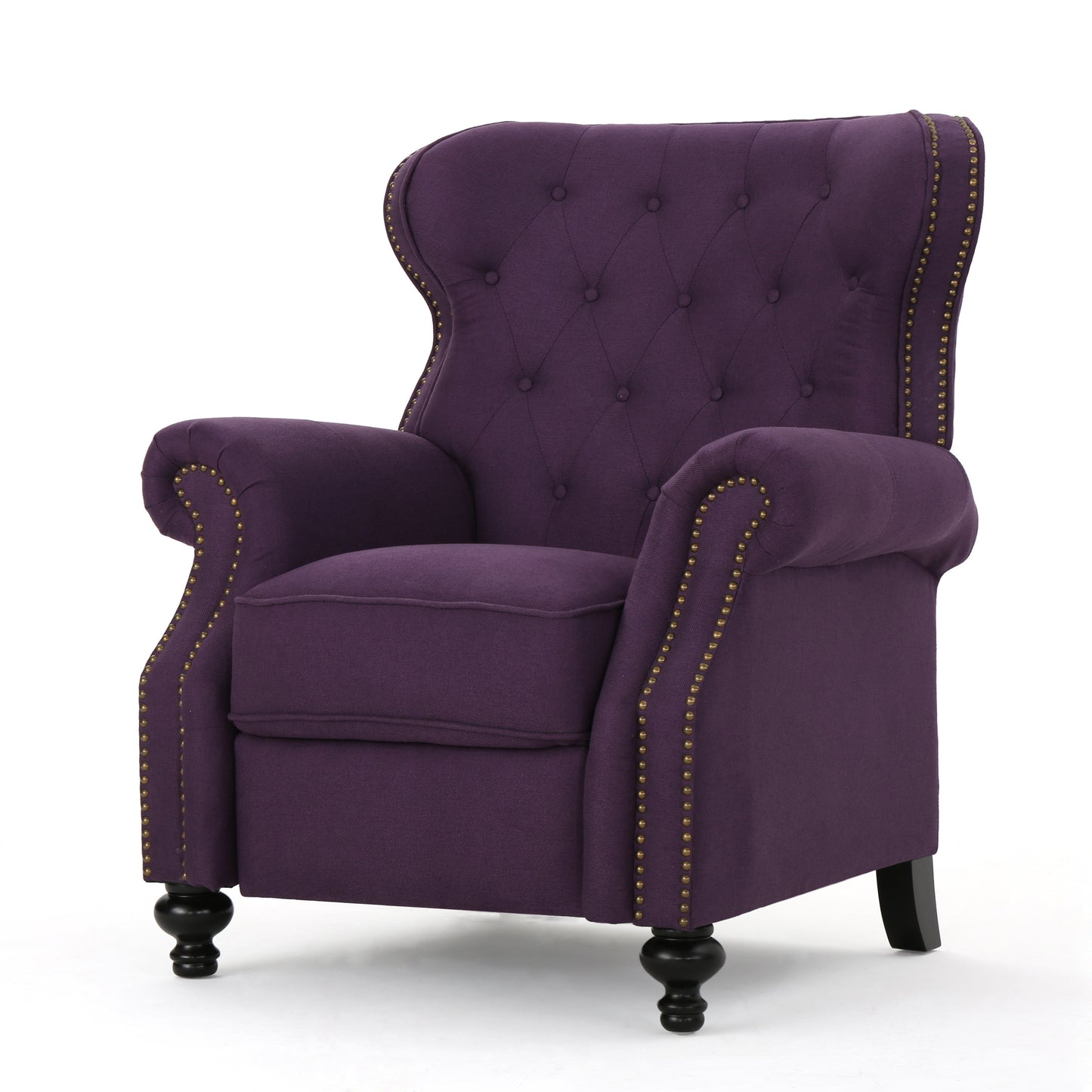 Purple Button Tufted Push Back Recliner