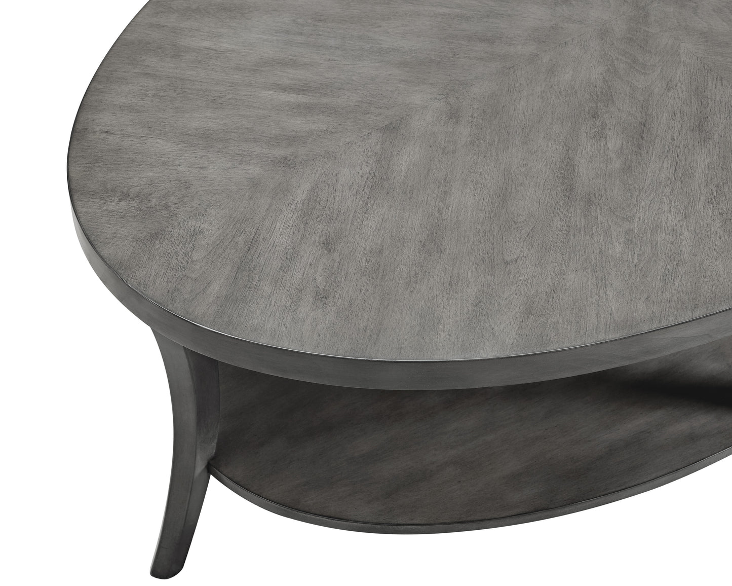 Gray Oval Shelf Coffee Table