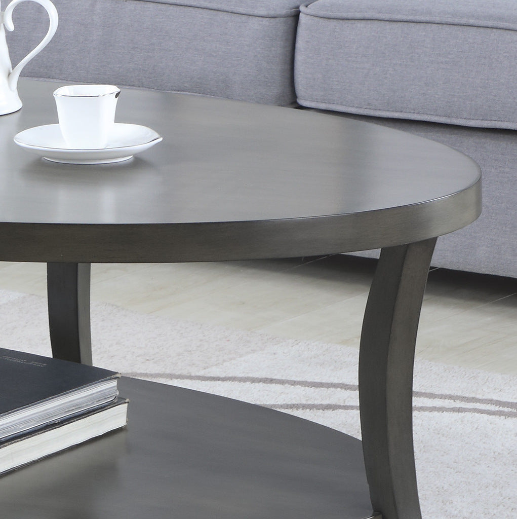 Gray Oval Shelf Coffee Table