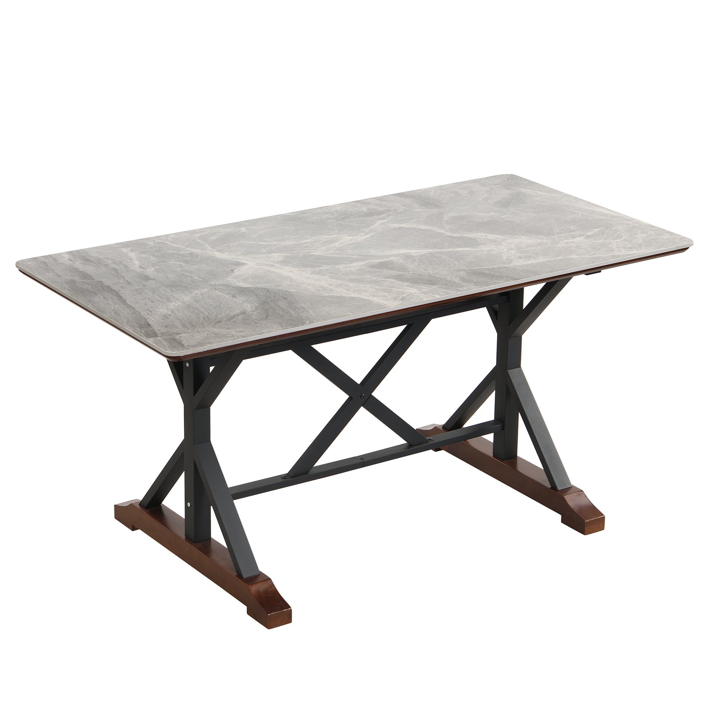 Solid Gray Faux Marble Dining Table