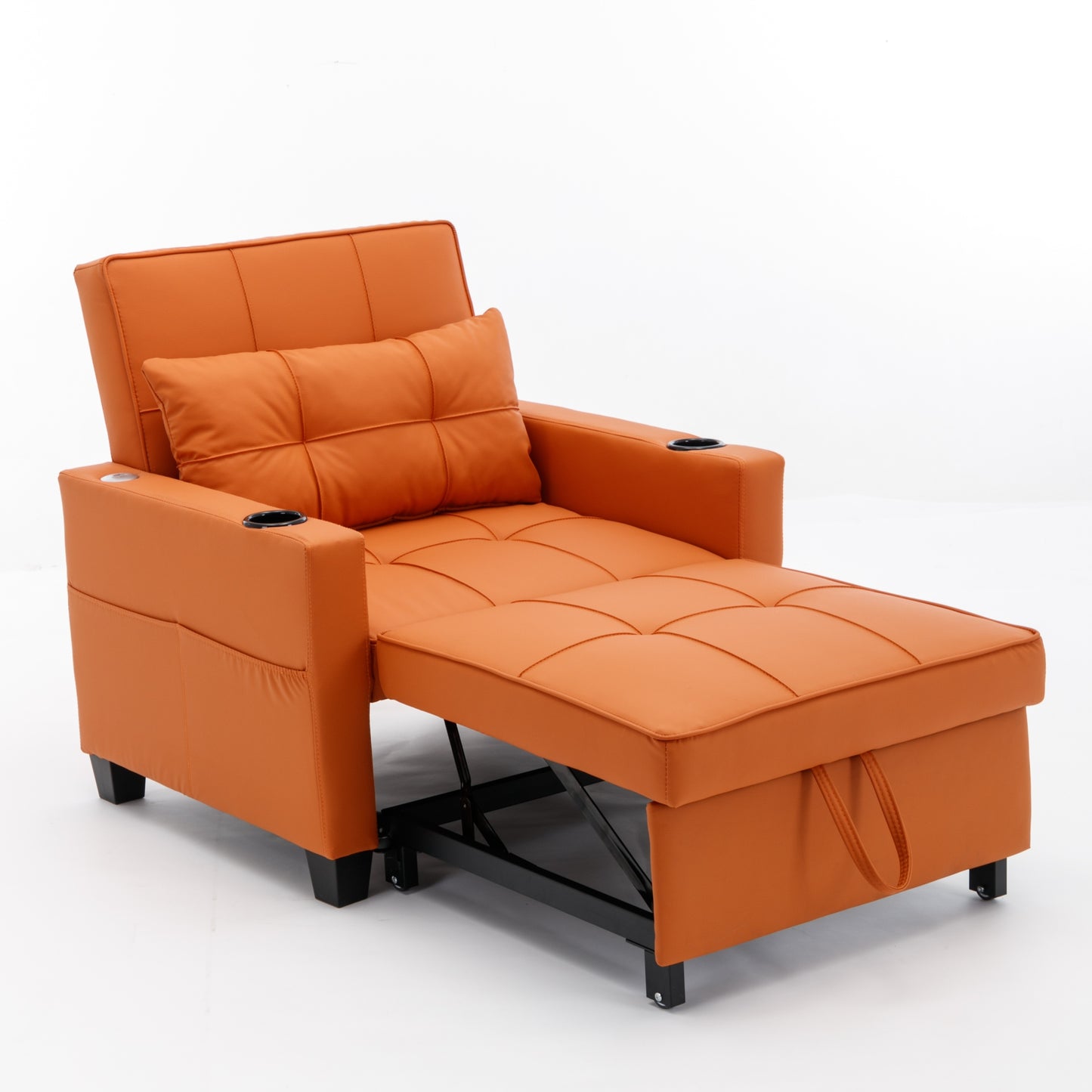 Orange Leather 3-in-1 Convertible Chair