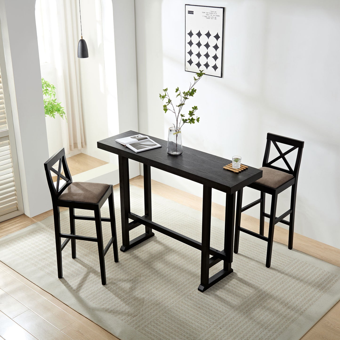 Long Black Bar Table