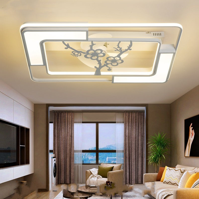 Square Floral Acrylic Ceiling Fan Light 