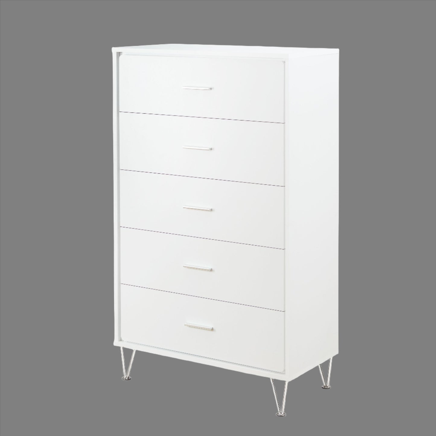 White Deoss 5 Drawer Tall Chest