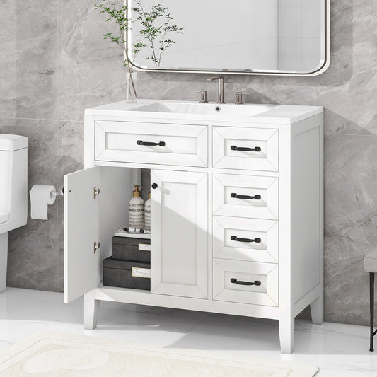 White 36" Bathroom Vanity with Sink Combo