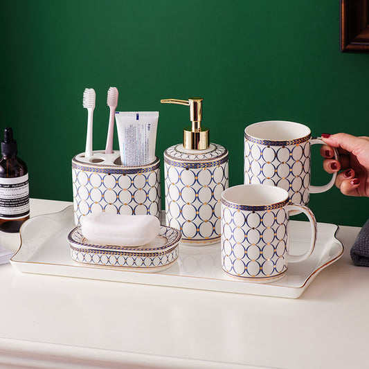 Fancy Ceramic Five-piece Bathroom Set