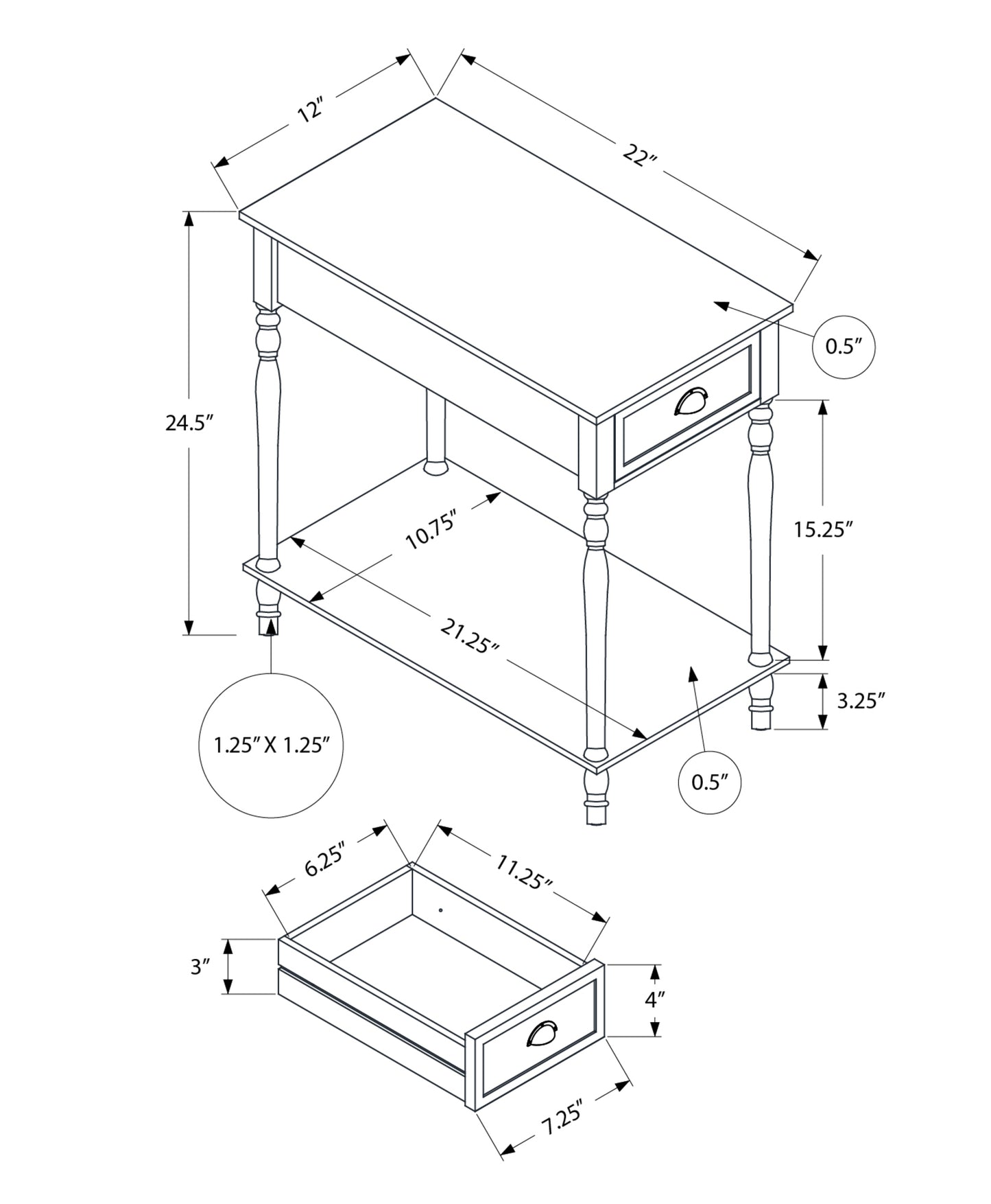 Traditional 2 Tier End Table