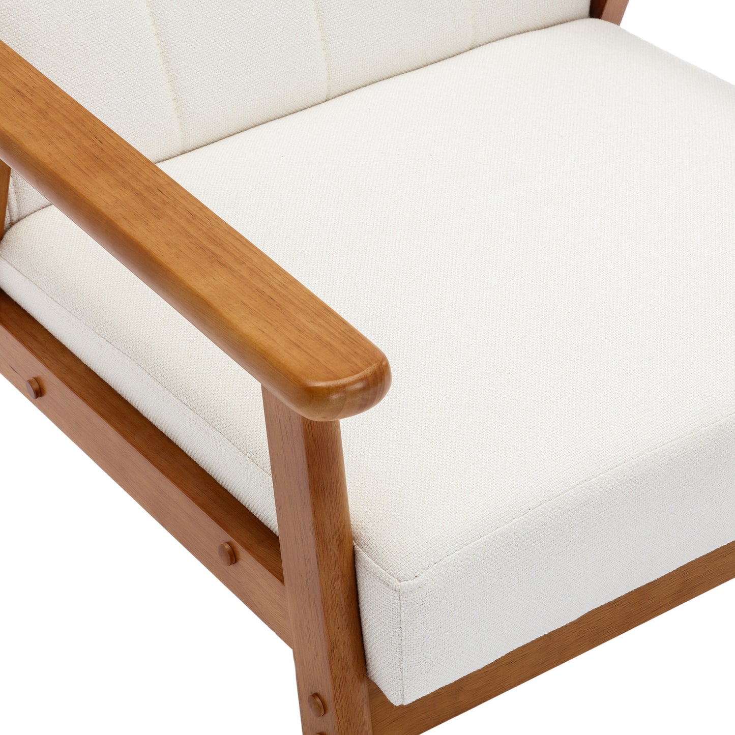 White Cushioned Rubberwood Accent Chair and Table