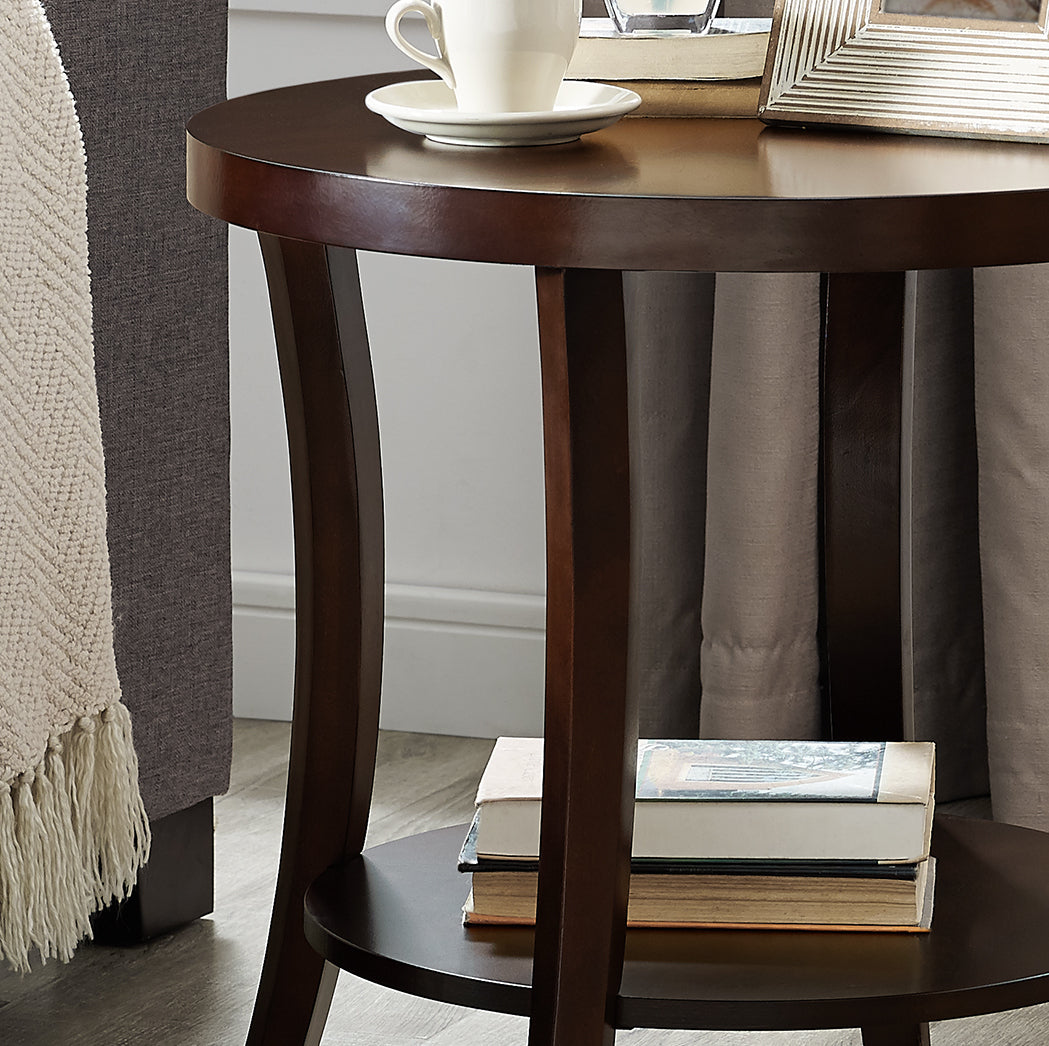 Espresso Oval Shelf End Table